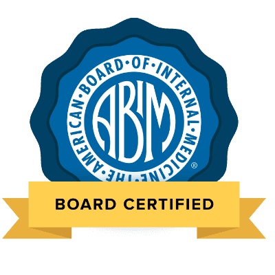 ABIM Board Certified badge — American Board of Internal Medicine.